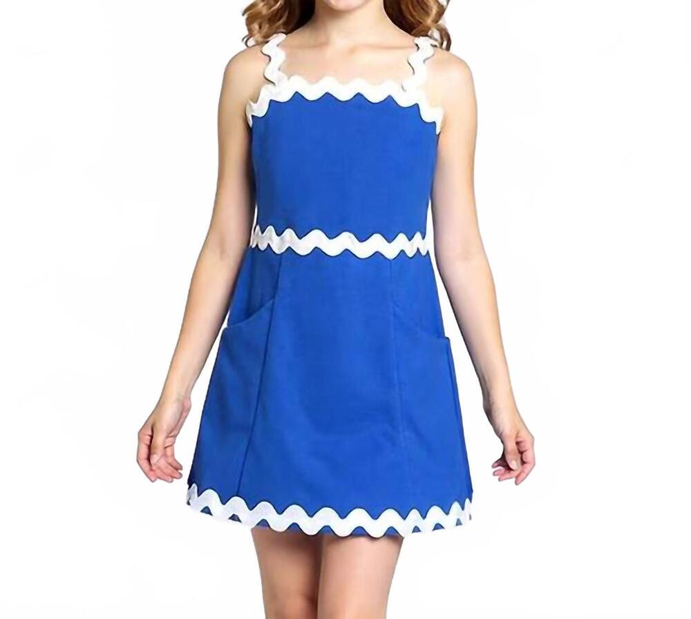 NEW HANNAH BANANA girl's sleeveless ricrac-trimmed dress in royal
